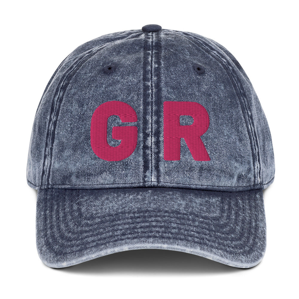 Grand Rapids 'GR' Vintage Baseball Cap (1940's Sans Font) | Pink Embroidery