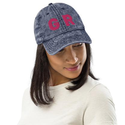 Grand Rapids 'GR' Vintage Baseball Cap (1940's Sans Font) | Pink Embroidery