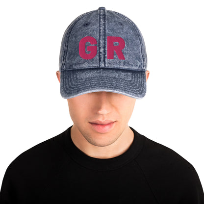 Grand Rapids 'GR' Vintage Baseball Cap (1940's Sans Font) | Pink Embroidery