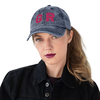 Grand Rapids 'GR' Vintage Baseball Cap (1940's Sans Font) | Pink Embroidery