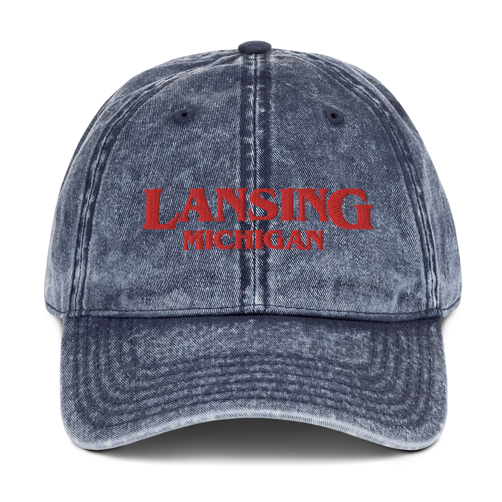 'Lansing Michigan' Vintage Baseball Cap (1980s Drama Parody)