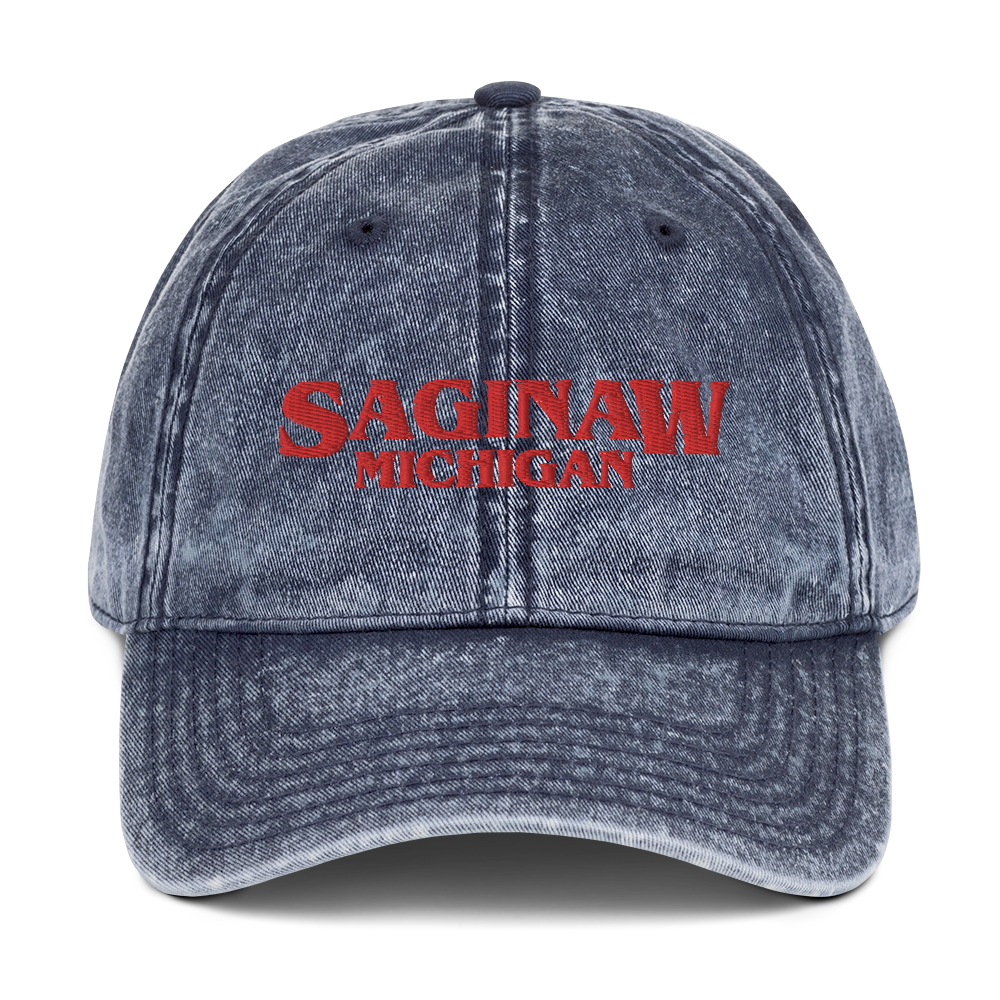 'Saginaw Michigan' Vintage Baseball Cap (1980s Drama Parody)