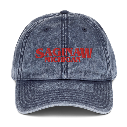 'Saginaw Michigan' Vintage Baseball Cap (1980s Drama Parody)