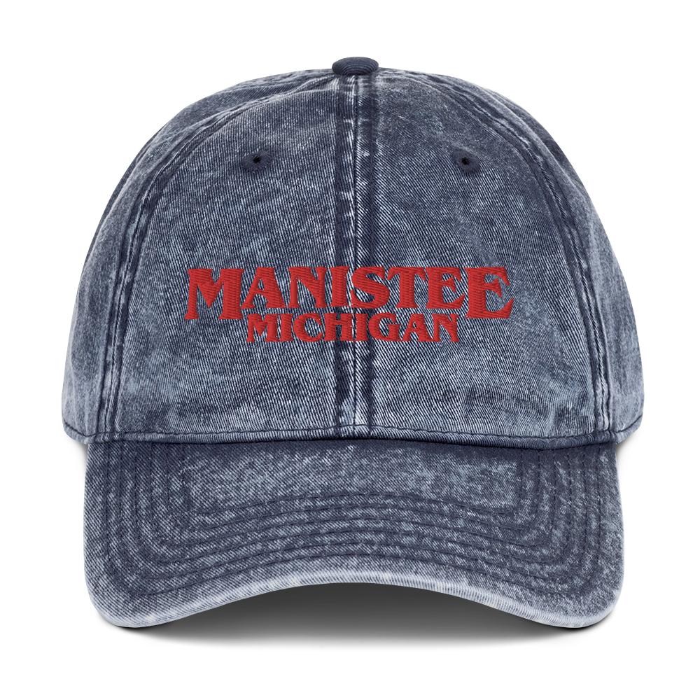 'Manistee Michigan' Vintage Baseball Cap (1980s Drama Parody)