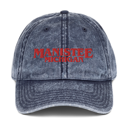 'Manistee Michigan' Vintage Baseball Cap (1980s Drama Parody)