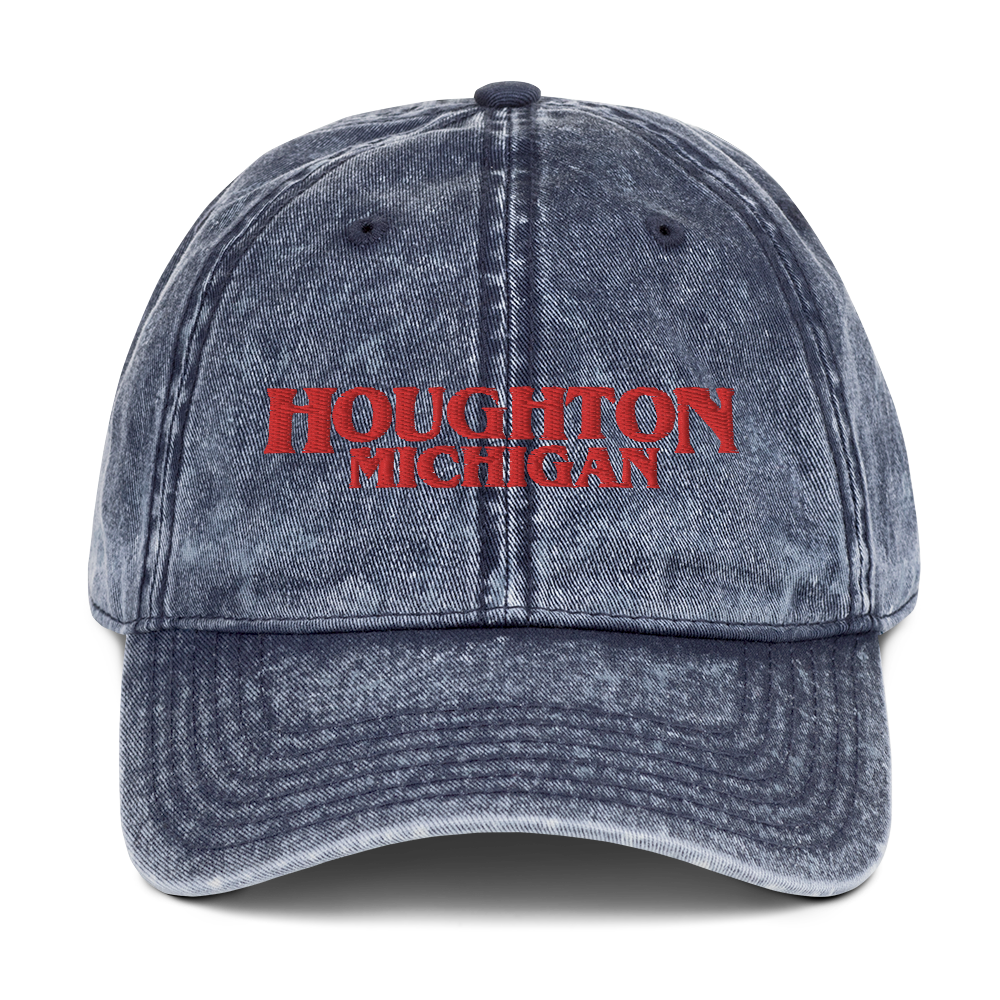 'Houghton Michigan' Vintage Baseball Cap (1980s Drama Parody)