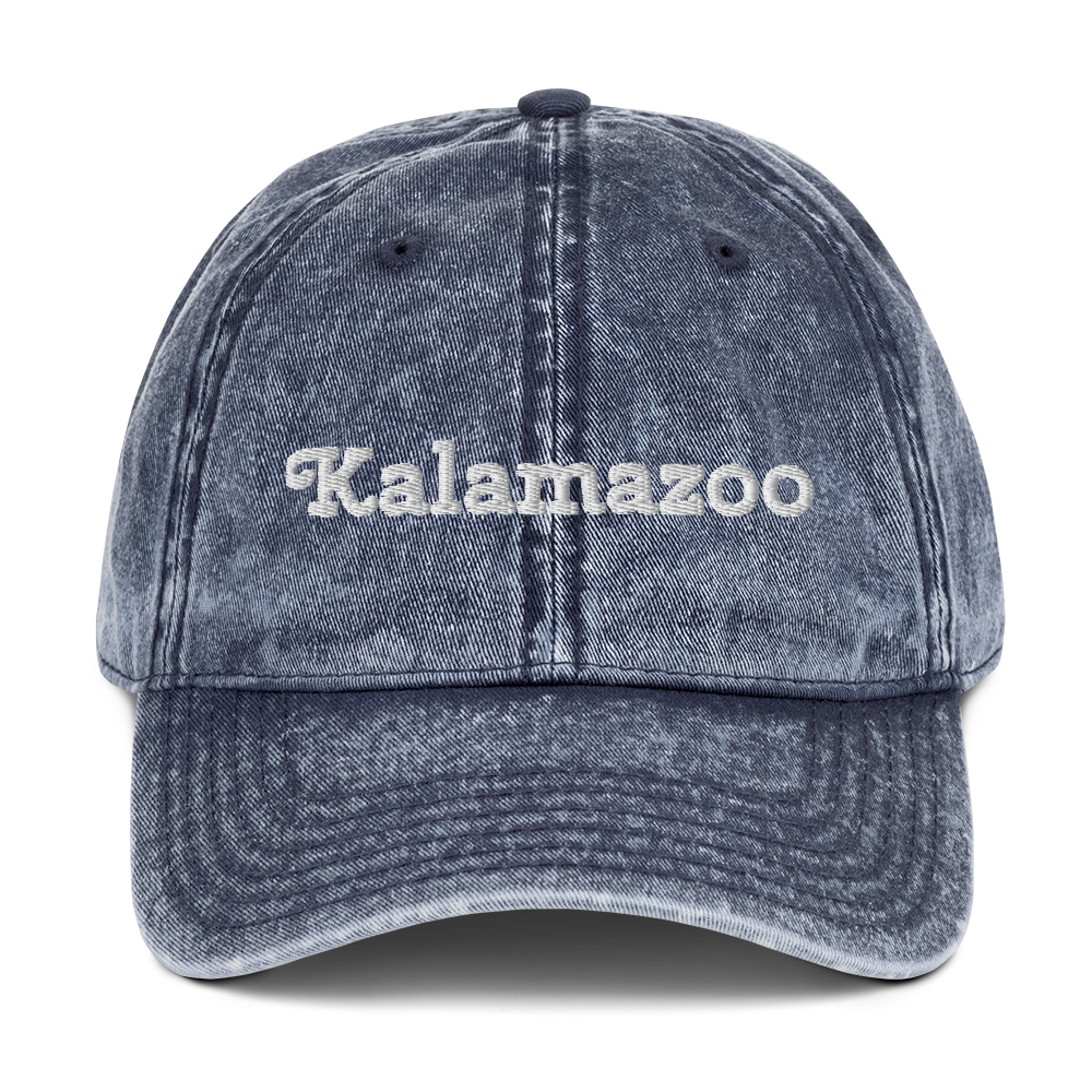 'Kalamazoo' Vintage Baseball Cap | White/Black Embroidery