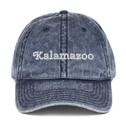 'Kalamazoo' Vintage Baseball Cap | White/Black Embroidery