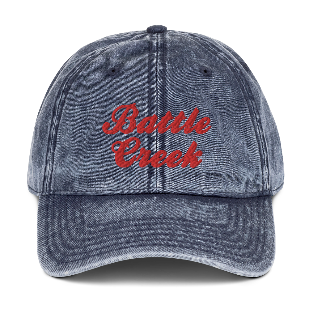 'Battle Creek' Vintage Baseball Cap | White/Black Embroidery