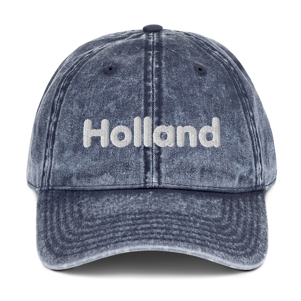 'Holland' Vintage Baseball Cap | White/Black Embroidery