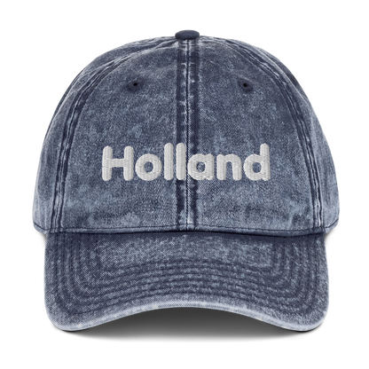 'Holland' Vintage Baseball Cap | White/Black Embroidery