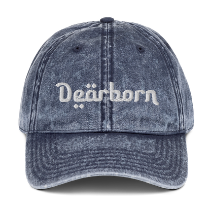 'Dearborn' Vintage Baseball Cap | White/Black Embroidery