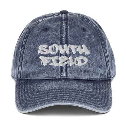 'Southfield' Vintage Baseball Cap | White/Black Embroidery