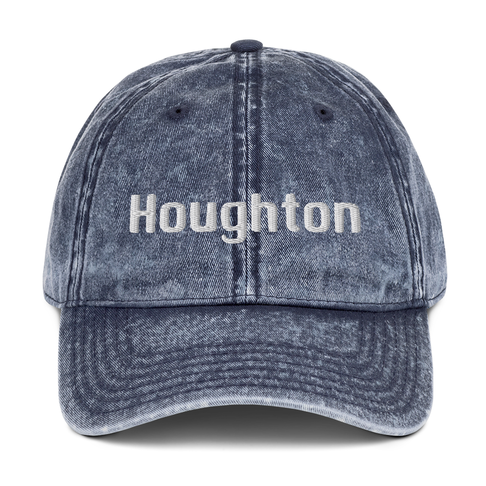 'Houghton' Vintage Baseball Cap | White/Black Embroidery