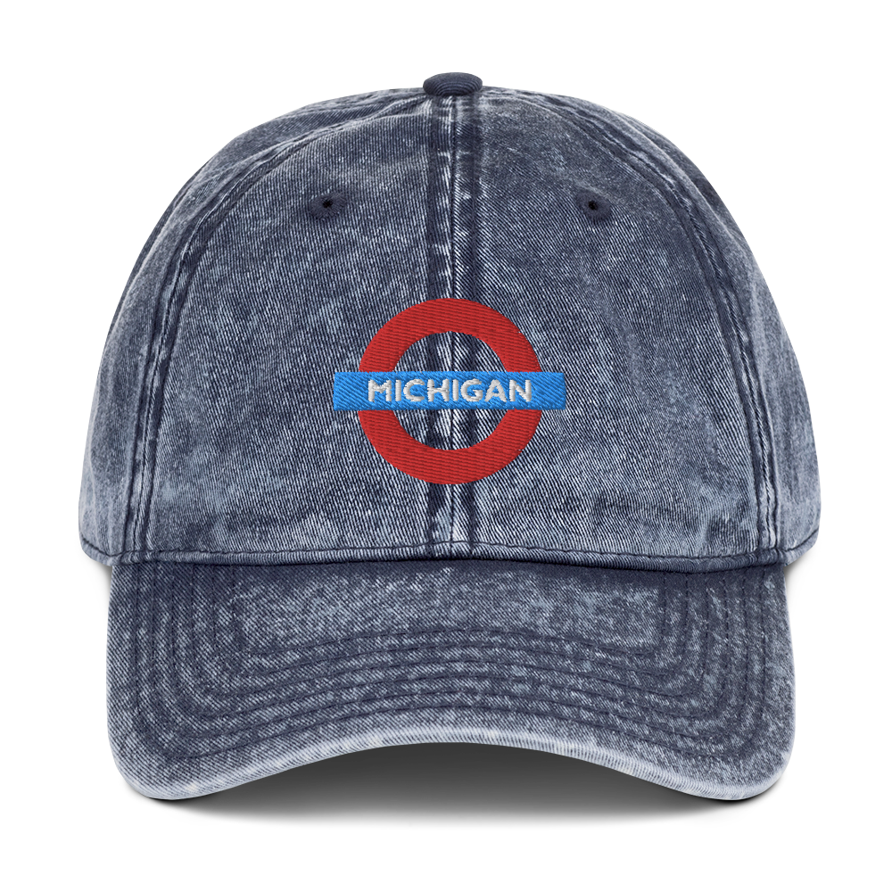 'Michigan' Vintage Baseball Cap (London Tube Parody)