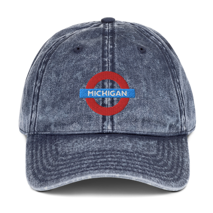 'Michigan' Vintage Baseball Cap (London Tube Parody)