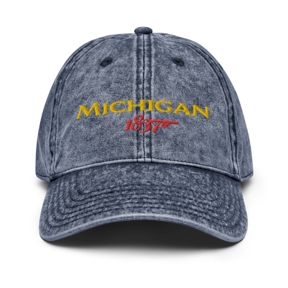 'Michigan EST. 1837' Vintage Baseball Cap (British Spy Parody)