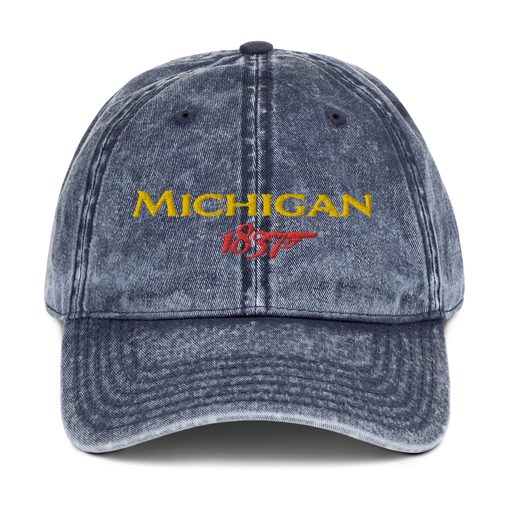 'Michigan EST. 1837' Vintage Baseball Cap (British Spy Parody)