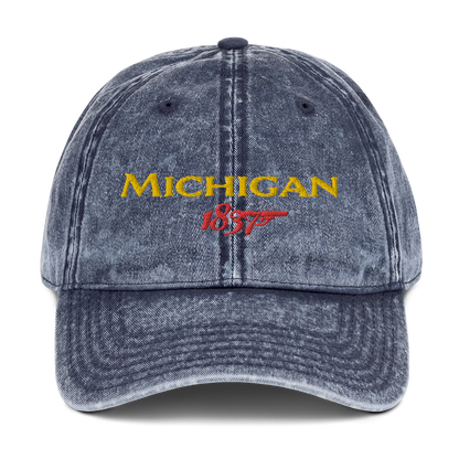 'Michigan EST. 1837' Vintage Baseball Cap (British Spy Parody)