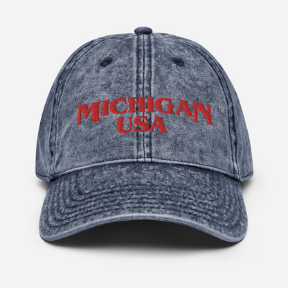 'Michigan USA' Vintage Baseball Cap (1980s Drama Parody)