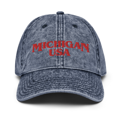 'Michigan USA' Vintage Baseball Cap (1980s Drama Parody)