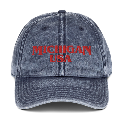 'Michigan USA' Vintage Baseball Cap (1980s Drama Parody)