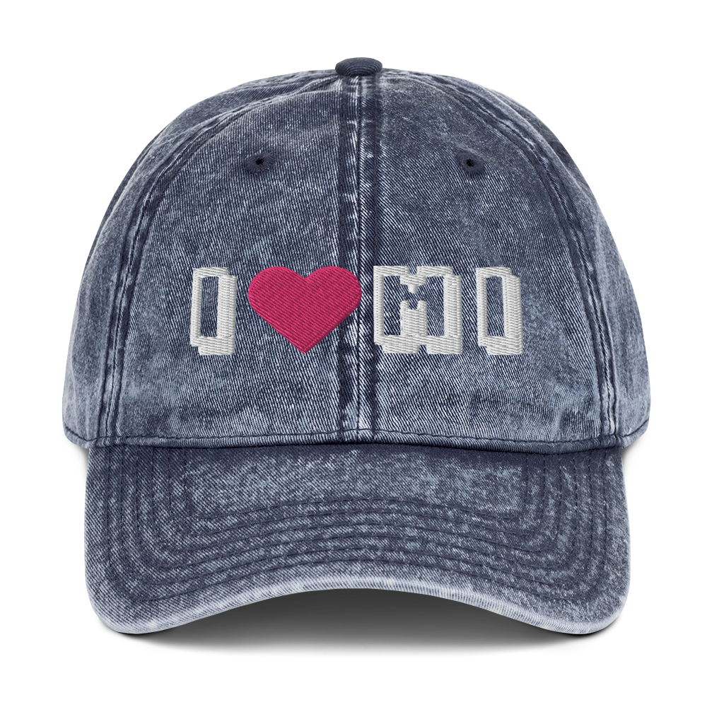 Michigan 'I ❤️ MI' Vintage Baseball Cap (Arcade Font)