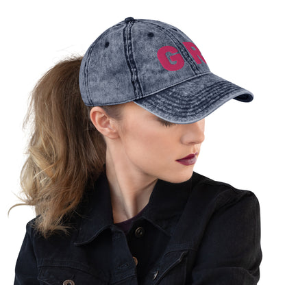 Grand Rapids 'GR' Vintage Baseball Cap (1940's Sans Font) | Pink Embroidery