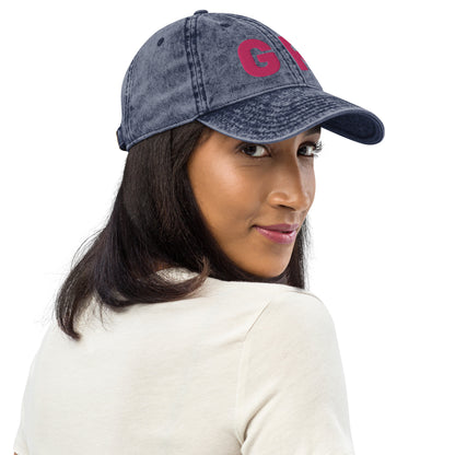 Grand Rapids 'GR' Vintage Baseball Cap (1940's Sans Font) | Pink Embroidery