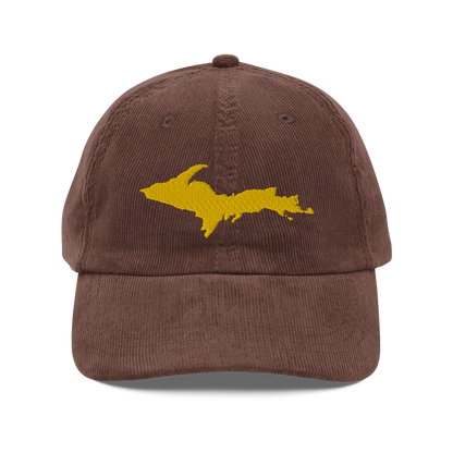 Michigan Upper Peninsula Corduroy Cap (w/ Gold UP Outline)