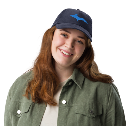 Michigan Upper Peninsula Corduroy Cap (w/ Azure UP Outline)