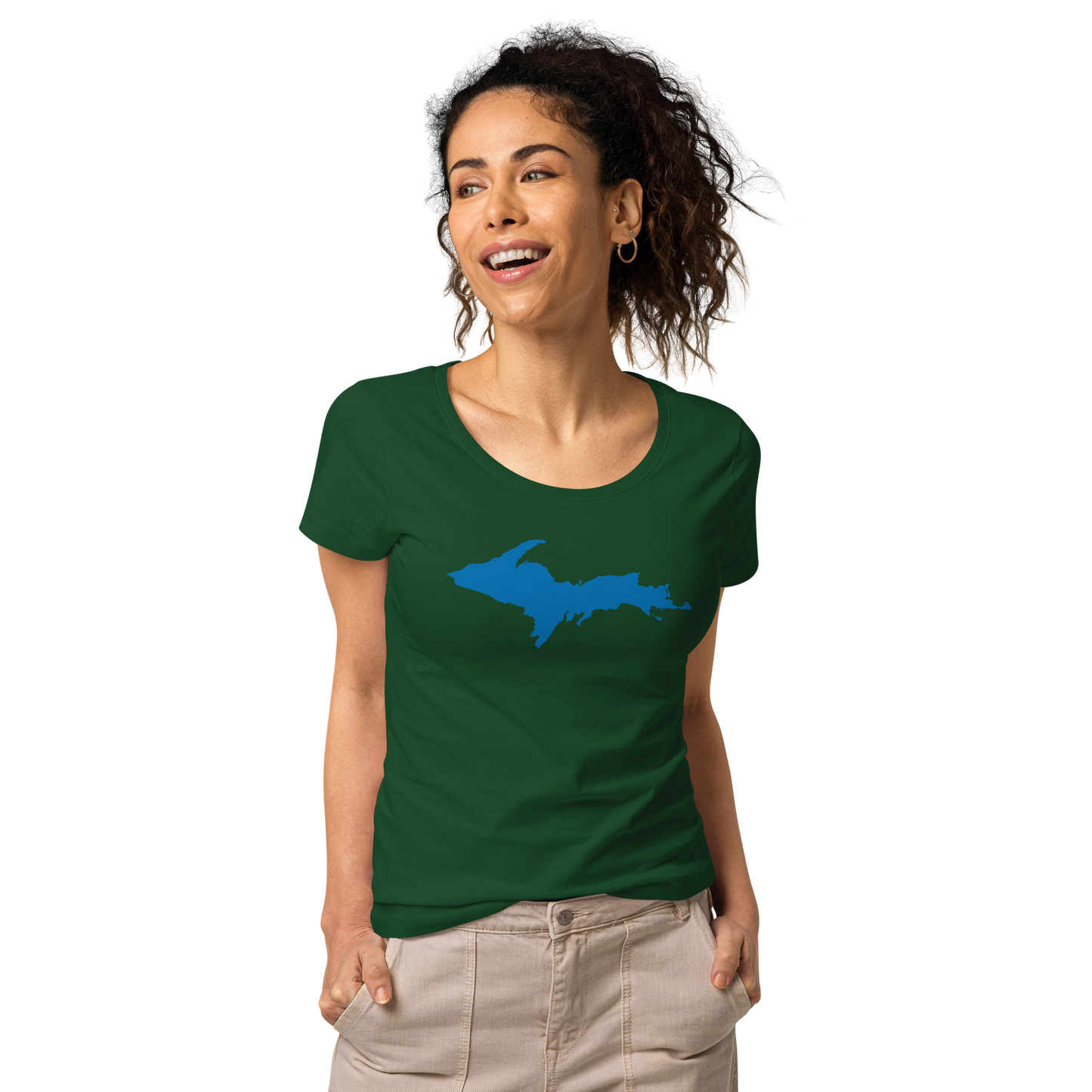 Michigan Upper Peninsula T-Shirt (w/ Azure UP Outline | Women's Organic