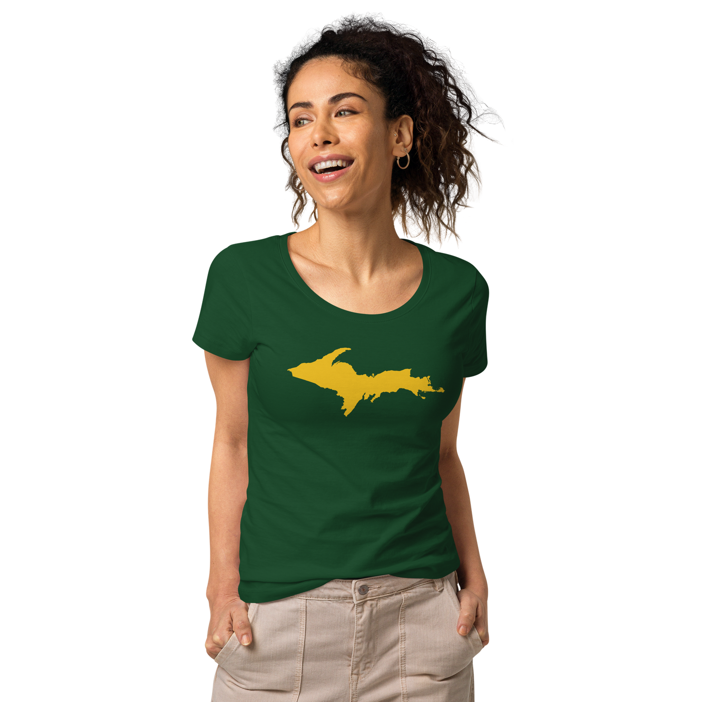 Michigan Upper Peninsula T-Shirt (w/ Gold UP Outline) | Women's Organic