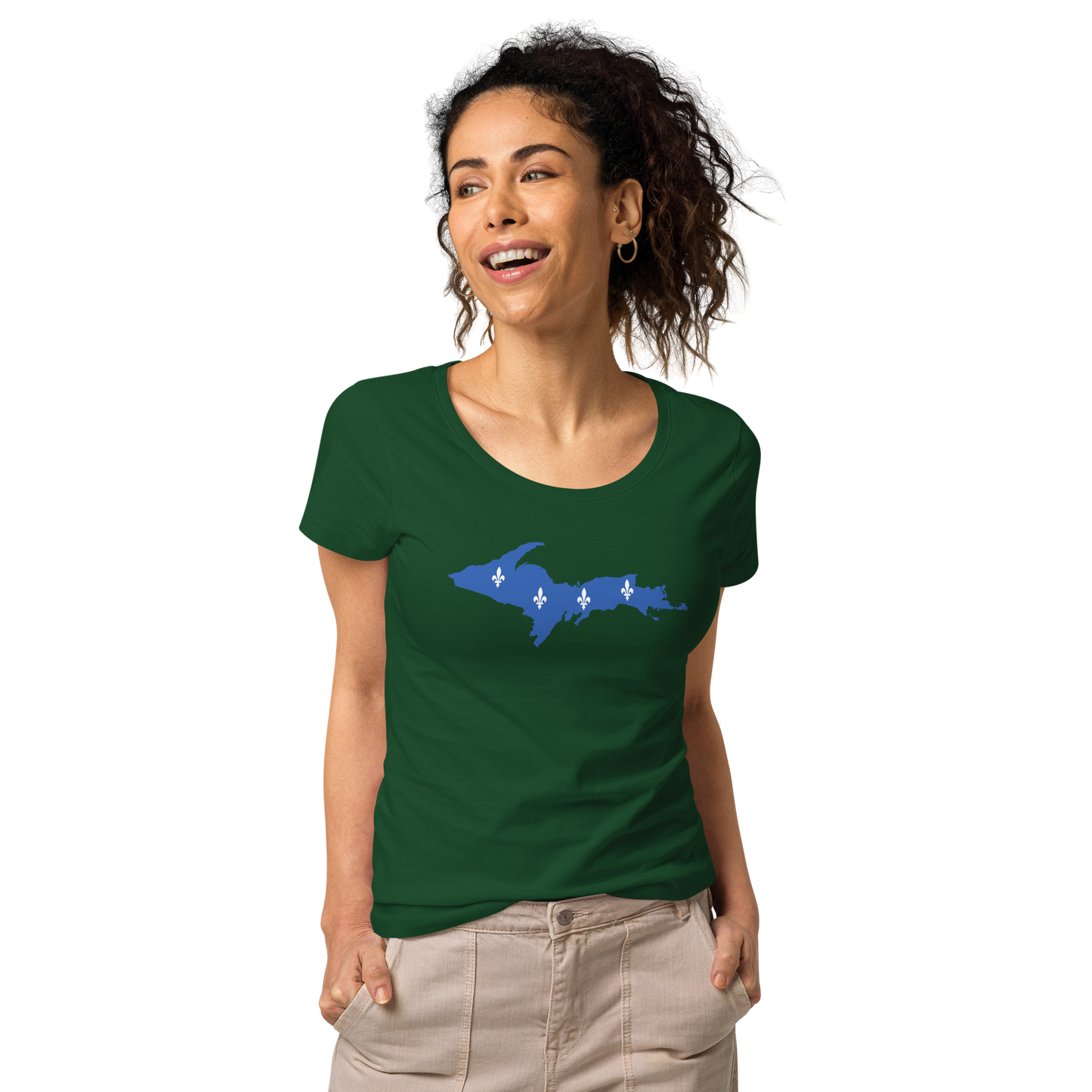 Michigan Upper Peninsula T-Shirt (w/ UP Quebec Flag Outline) | Women's Organic