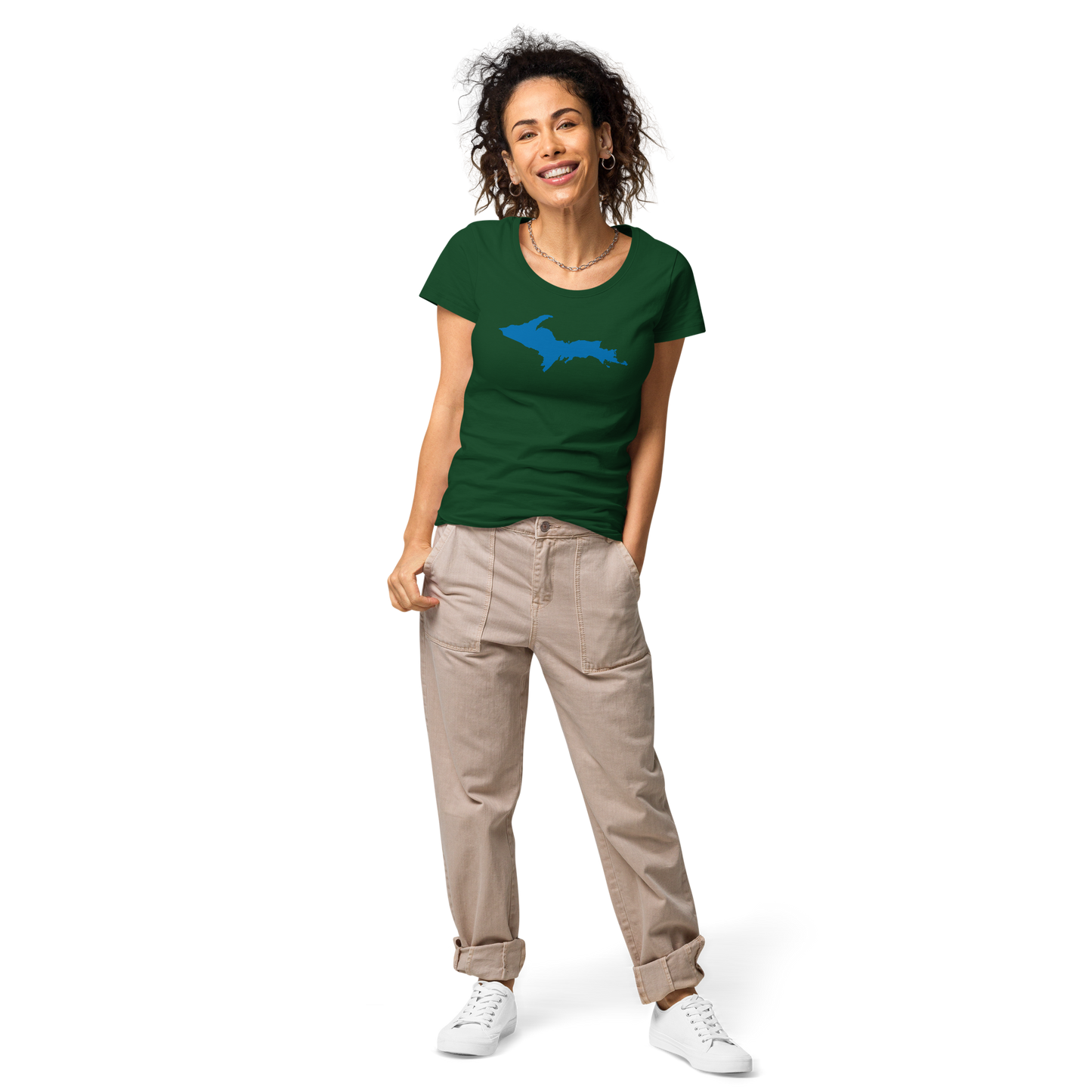Michigan Upper Peninsula T-Shirt (w/ Azure UP Outline | Women's Organic