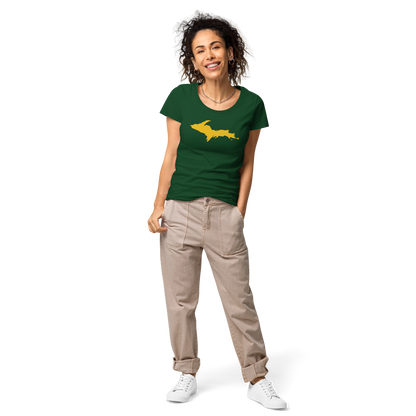 Michigan Upper Peninsula T-Shirt (w/ Gold UP Outline) | Women's Organic