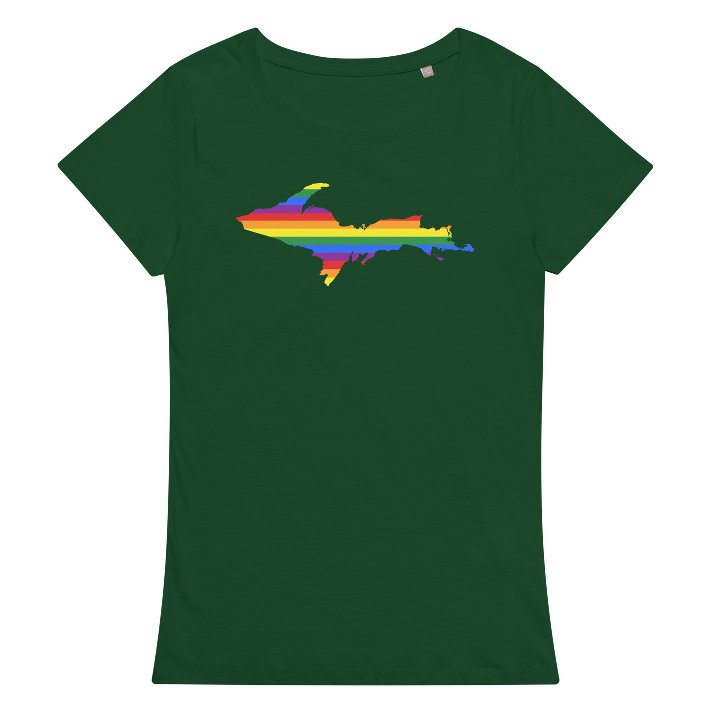 Michigan Upper Peninsula T-Shirt (w/ UP Pride Flag Outline) | Women's Organic