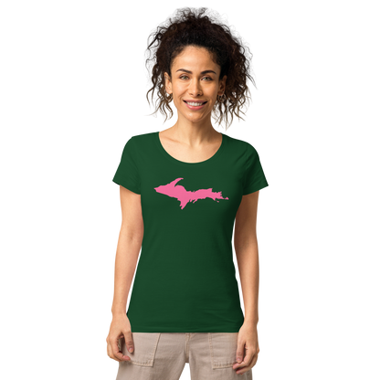 Michigan Upper Peninsula T-Shirt (w/ Pink UP Outline) | Women's Organic