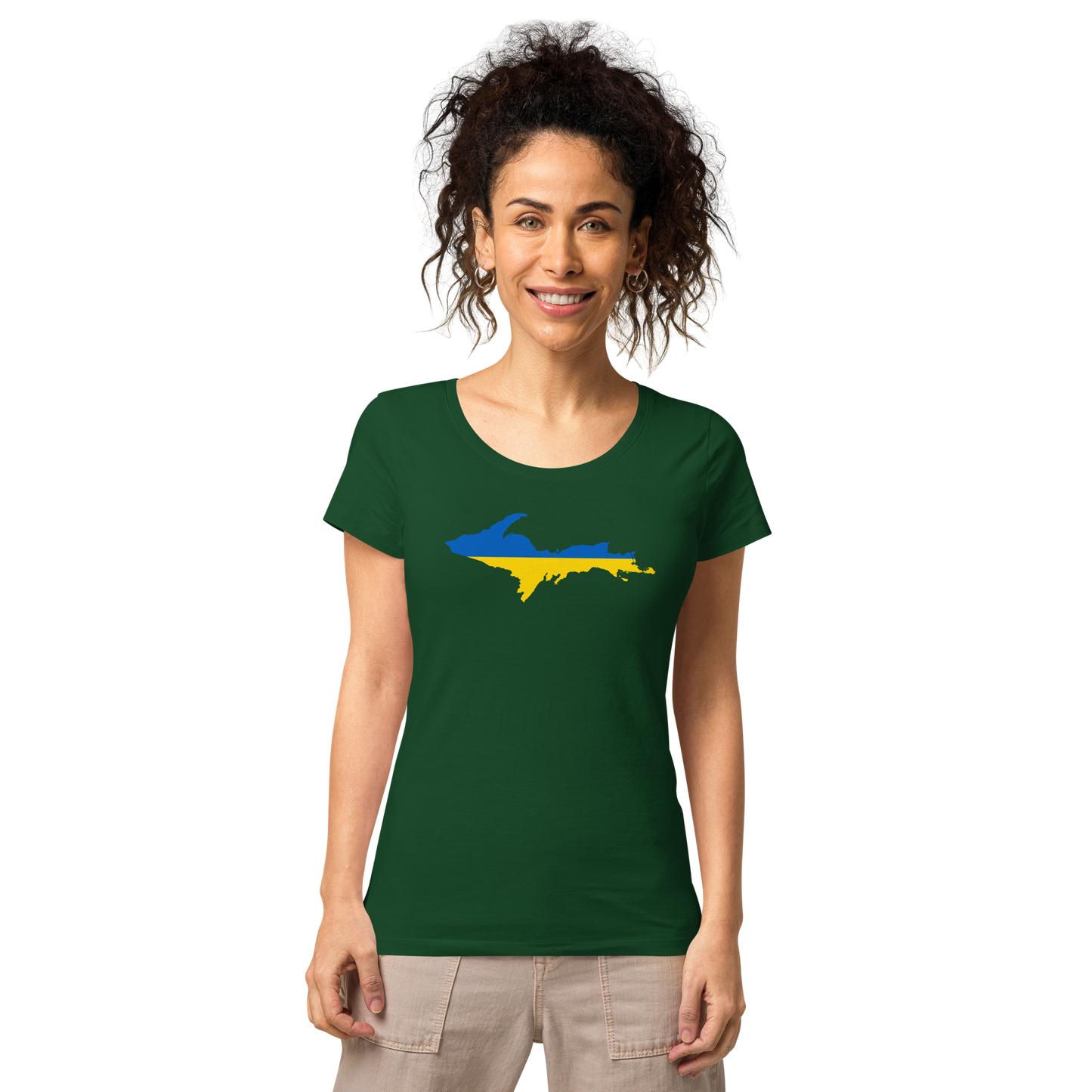 Michigan Upper Peninsula T-Shirt (w/ UP Ukraine Flag Outline) | Women's Organic