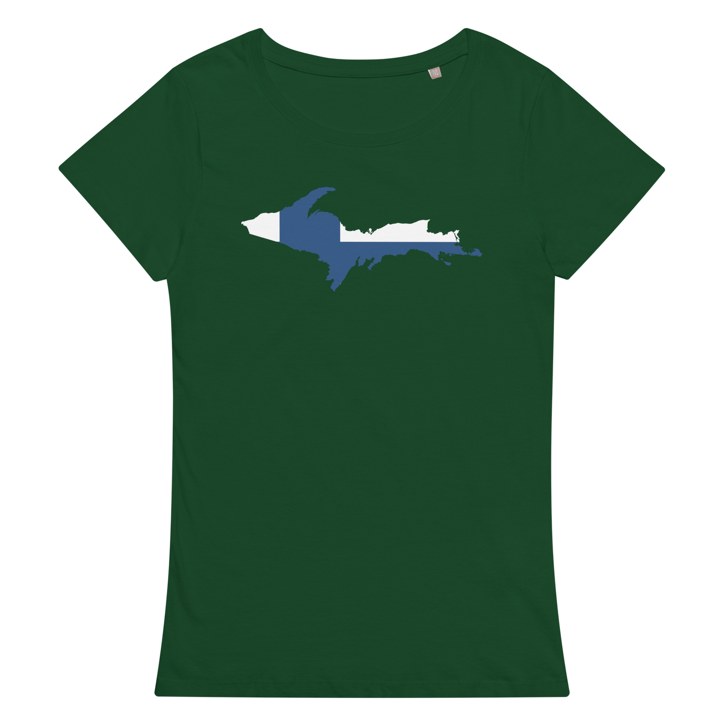 Michigan Upper Peninsula T-Shirt (w/ UP Finland Flag Outline) | Women's Organic