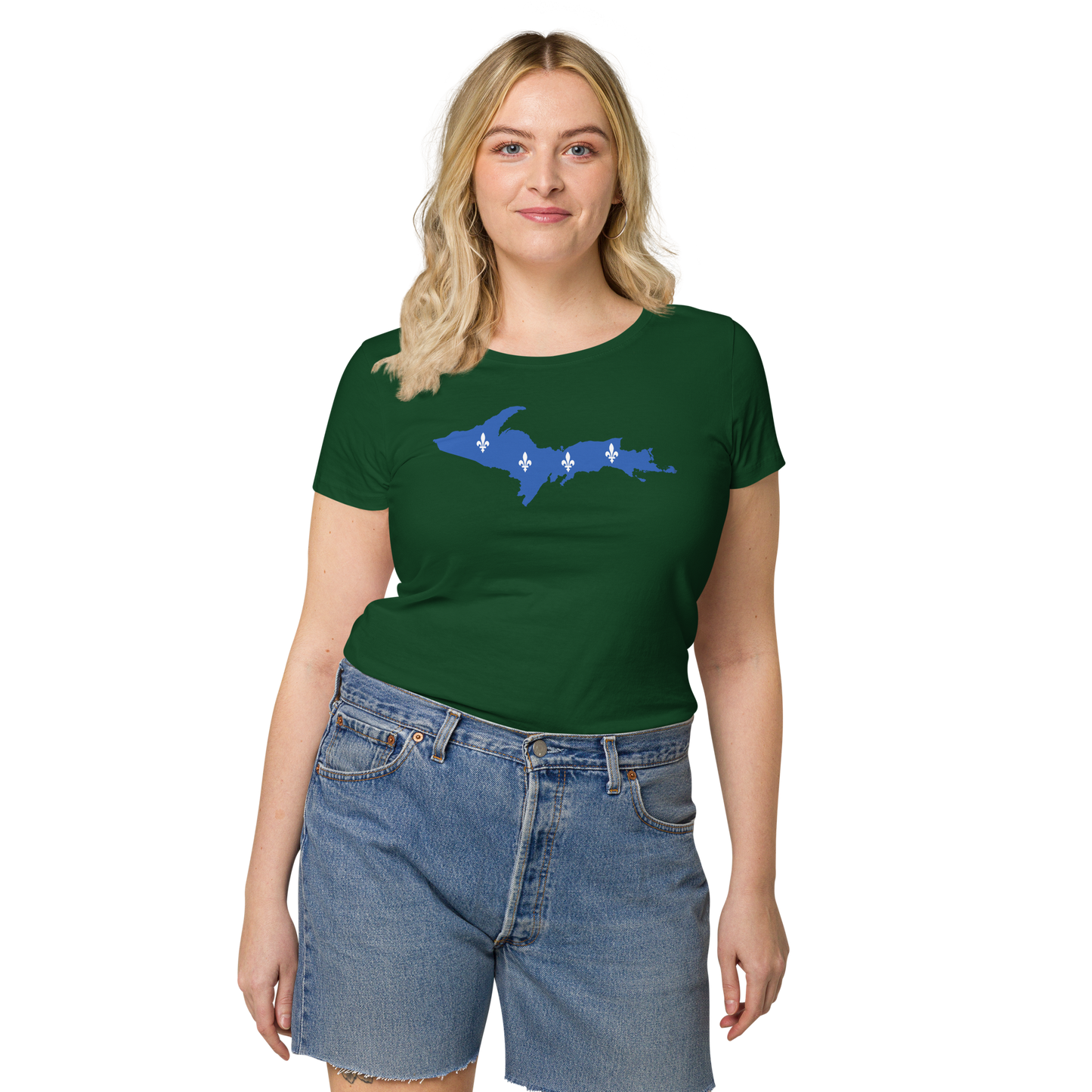 Michigan Upper Peninsula T-Shirt (w/ UP Quebec Flag Outline) | Women's Organic