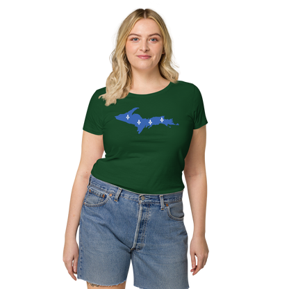 Michigan Upper Peninsula T-Shirt (w/ UP Quebec Flag Outline) | Women's Organic