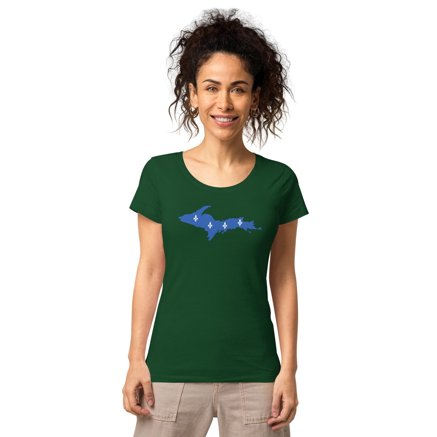 Michigan Upper Peninsula T-Shirt (w/ UP Quebec Flag Outline) | Women's Organic