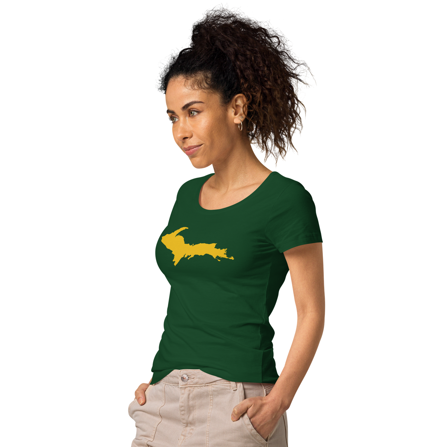 Michigan Upper Peninsula T-Shirt (w/ Gold UP Outline) | Women's Organic