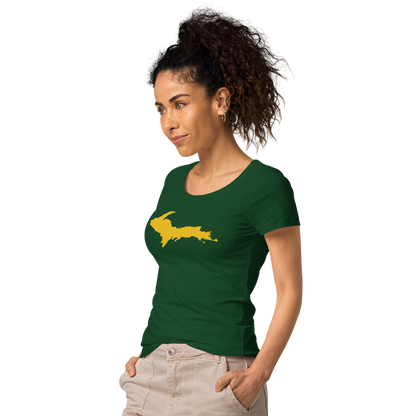 Michigan Upper Peninsula T-Shirt (w/ Gold UP Outline) | Women's Organic