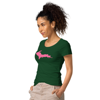 Michigan Upper Peninsula T-Shirt (w/ Pink UP Outline) | Women's Organic