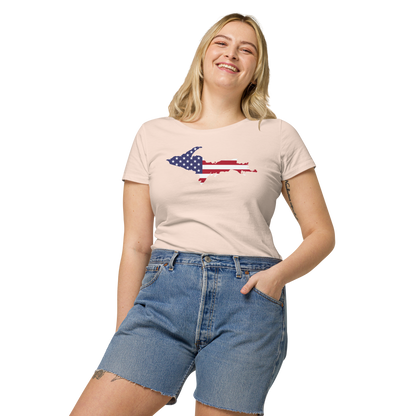 Michigan Upper Peninsula T-Shirt (w/ UP USA Flag Outline | Women's Organic