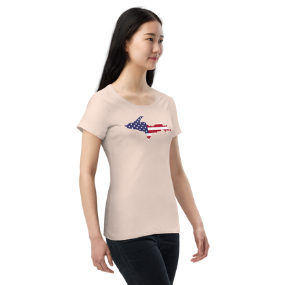 Michigan Upper Peninsula T-Shirt (w/ UP USA Flag Outline | Women's Organic