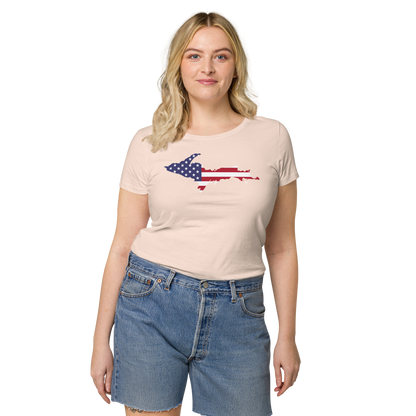 Michigan Upper Peninsula T-Shirt (w/ UP USA Flag Outline | Women's Organic