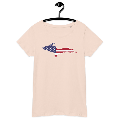 Michigan Upper Peninsula T-Shirt (w/ UP USA Flag Outline | Women's Organic